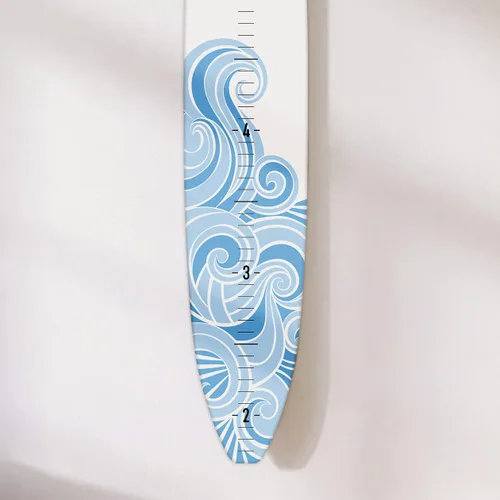 Vista 4 de HEADWATERS STUDIO Tabla de crecimiento de decoración de pared de tabla de surf de madera - Blue Wave