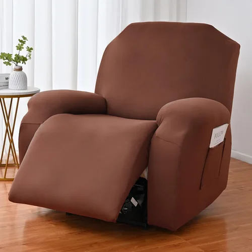 Vista 39 de vctops Fundas para sofá reclinable de 3 cuerpos, elásticas, de punto, suaves, lisas, antideslizantes, para sofá, protector de muebles con parte Café