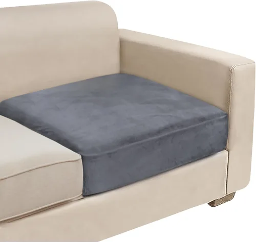 Vista 69 de NAISI Fundas de cojín de sofá de terciopelo elásticas de 1 pieza, fundas de asiento de sofá o respaldo, fundas suaves individuales para sofá Beige