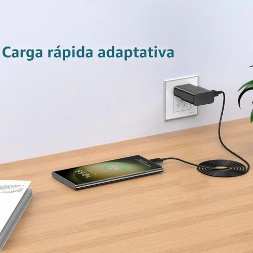 Vista 4 de Cargador rápido Andriod, cargador rápido tipo C con cable de carga rápida tipo C de 5 pies para Galaxy S10/S9/S8/S10e/S10+/S8+/S9+/Note 8 9 10 Negro