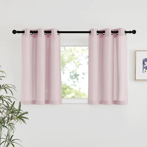Vista 187 de NICETOWN - Cortinas de lino angora para ventana de cocina sobre el fregadero, con ojales, lino grueso angora, tratamientos cortos para ventanas
