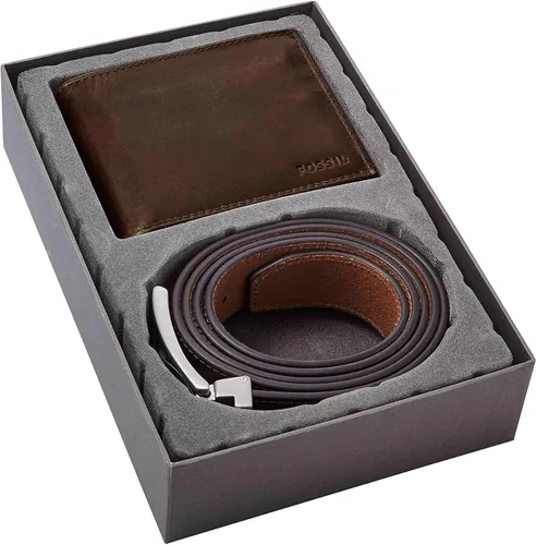 Vista 2 de Fossil Derrick - Cartera plegable de cuero con bloqueo RFID para hombre con ventana de identificación abatible