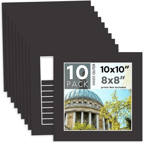 Vista 60 de MBC MAT BOARD CENTER, Paquete de 10 marcos de cartón para fotos negros de 4x6 pulgadas para 3x5 pulgadas, corte biselado, sin ácido, grosor de 4