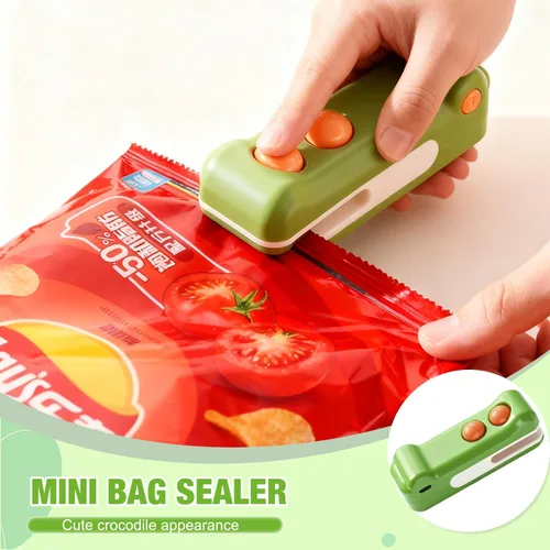 Vista 2 de Mini sellador térmico y cortador recargable 2 en 1, mini sellador de bolsas, sellador portátil de mano 2 en 1 recargable para bolsas de alimentos