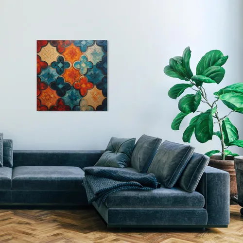 Vista 5 de Wynwood Studio Lienzo abstracto y contemporáneo envuelto – Quadro di Mosaico I, arte de pared para sala de estar, dormitorio y baño, 30 x 30