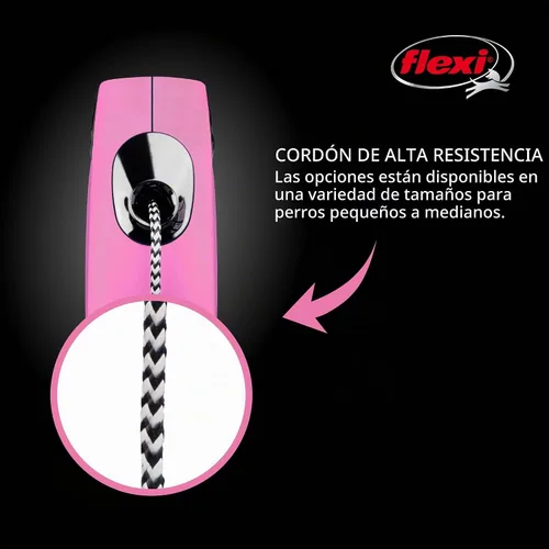 Vista 3 de FLEXI® Classic XS - Correa retráctil para perro, agarre de 3 dedos, 10 pies Rosa