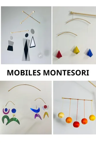 Vista 9 de Set de 4 Móviles Montessori Portátiles - Munari, Gobbi, Octaedro, Bailarines. Móvil Montessori, Móvil para Bebé, Móvil Colgante para Bebé niño y niña