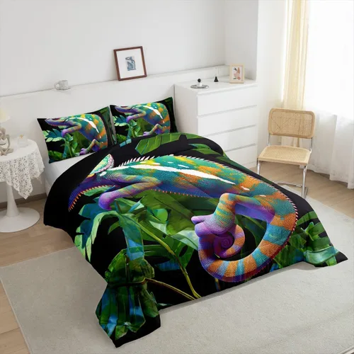 Vista 239 de Erosebridal Juego de edredón de hojas de cannabis, juego de ropa de cama de marihuana con estampado colorido de plantas, decoración bohemia de 2