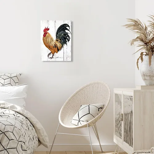 Vista 6 de Decoración de Cocina con Gallo - Pintura de Lienzo de Granja, Arte de Pared para Hogar y Cocina