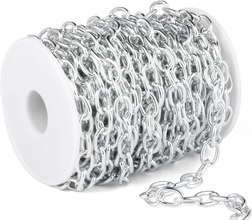 Vista 8 de 33 Pies de Cadenas de Cable Rolo Negro, 4 MM de Cadena de Eslabones O de Cable Ovalado de Aluminio Banado en Negro en Carrete a Granel para Hacer