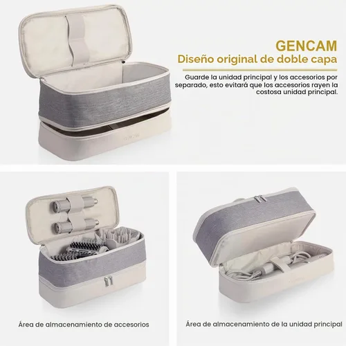 Vista 2 de Funda de viaje Airwrap de doble capa para Shark Flexstyle, funda de transporte para Shark 430/440 Flexstyle, bolsa de viaje para Shark Gris claro