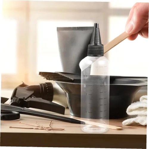 Vista 4 de SOLUSTRE Botella dispensadora transparente con báscula, 10 recipientes de plástico para líquidos con tapa, botellas de goteo, botellas de goteo