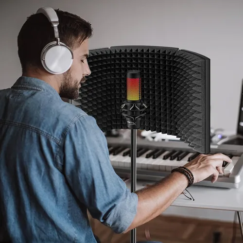 Vista 5 de Escudo de aislamiento de micrófono de grabación de estudio profesional, adecuado para Blue Yeti y cualquier equipo de grabación de micrófono