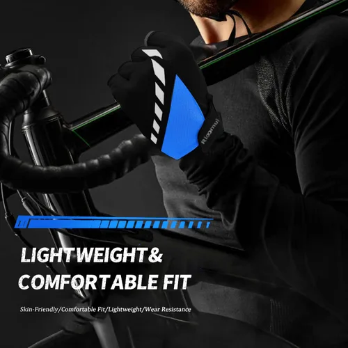 Vista 7 de Guantes de ciclismo, guantes de ciclismo acolchados de gel para hombres, antideslizantes, absorben los golpes, ligeros y transpirables, diseño