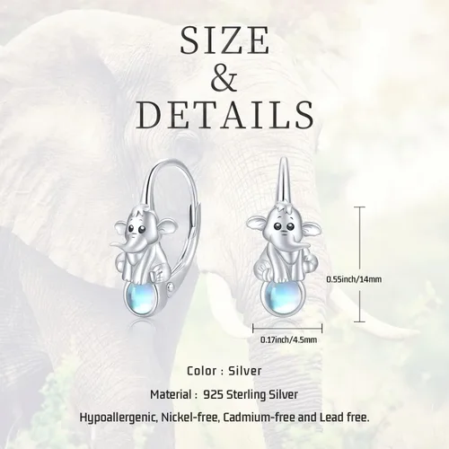 Vista 5 de Aretes de plata de ley con diseño de perezoso, caballo, búho, gato, miel, libélula, tiburón, delfín, tortuga, elefante, rana, perezoso, búho, koala