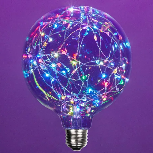 Vista 22 de Wintergreen Lighting LEDimagine - Bombilla de cadena de hadas, colgante de globo LED, bombilla ST64 con base E26 (dorado)