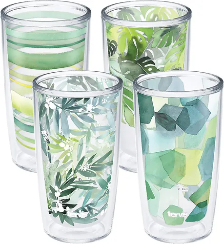 Vista 13 de Taza de viaje Tervis Yao Cheng Verde Cristal de doble pared aislada hecha en Estados Unidos mantiene las bebidas frías y calientes, 16 onzas