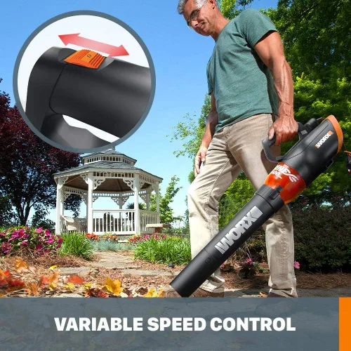 Vista 4 de WORX WG520 Turbine 600 Soplador eléctrico de hojas de 12 amperios y GoGreen Power GG-13750 16/3 50 pies SJTW cable de extensión para exteriores