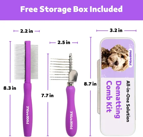 Vista 6 de Kit de peine desmenuzador sin dolor para perros y gatos, rastrillo desmenuzador y peine desenredante de doble cara, cepillo para desmenuzar perros