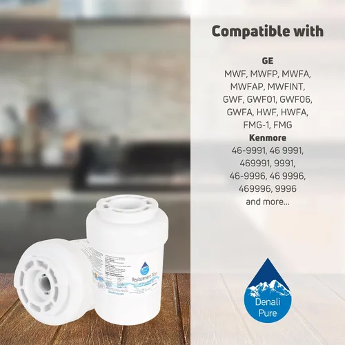 Vista 9 de Paquete de 3 filtros de agua de repuesto para refrigerador General Electric DSHS6VGBBCSS - Compatible con cartucho de filtro de agua de refrigerador