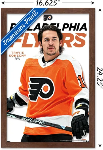 Vista 3 de Trends International Póster de pared de la NHL Philadelphia Flyers - Travis Konecny Feature Series 23 Versión enmarcada de caoba