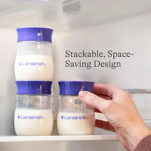 Vista 2 de Lansinoh Biberones de Almacenamiento de Leche Materna Paquete de 4 de 5oz Sin BPA y BPS Biberones de Alimentación de Bomba a Almacenamiento