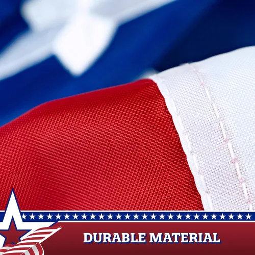 Vista 5 de G128 Paquete de 5: bandera plisada de Estados Unidos, 3 x 6 pies, banderas decorativas bordadas con estrellas patrióticas y rayas cosidas, ojales