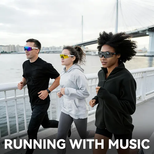 Vista 7 de Lentes de audio inteligentes Bluetooth, para correr, ciclismo, lentes de sol Bluetooth con música y llamadas manos libres, asistente de voz AI