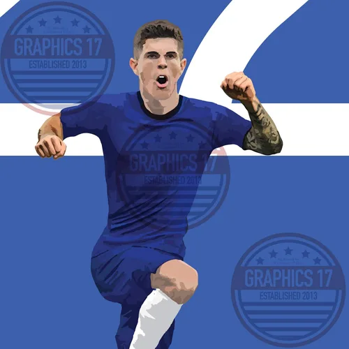 Vista 4 de Graphics 17 Pulisic - Póster de fútbol Chelsea - Arte de fútbol - Impresión de fútbol sin marco - Decoración de fútbol - Póster de fútbol USMNT
