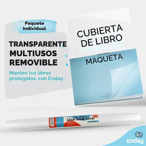 Vista 4 de Enday Papel de contacto transparente, 13.5 pulgadas x 5 pies, transparente autoadhesivo para libros y libros de texto para libros de texto y tapas