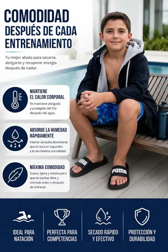 Vista 3 de MACAR Parka de natación impermeable con forro de toalla, ideal para actividades junto a la piscina y al aire libre