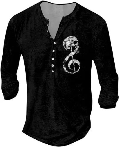Vista 9 de MARSVOVO Camisetas Henley para hombre, camisetas gráficas artísticas, cuello en V, sin cuello, manga larga, casual, ajustadas, camisas
