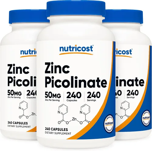 Vista 8 de Nutricost Picolinato de Zinc 50mg, 120 Cápsulas Vegetarianas, Sin Gluten Sin OGM