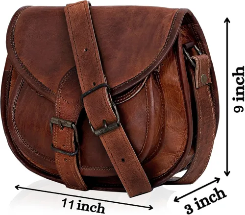 Vista 4 de C CUERO Bolso de cuero para mujer, bolso cruzado de cuero marrón genuino, bolso cruzado para mujer, bolso de viaje para el hombro, Marrón