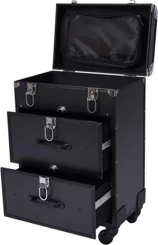 Vista 6 de Caja de almacenamiento de la carretilla del viaje del cosmético del caso del maquillaje del, Negro -, Moderno