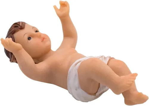 Vista 2 de Figura de natividad del bebé Jesús Niño de Cristo pintado Añadir al pesebre o escena de la creche Gran decoración cristiana para el hogar