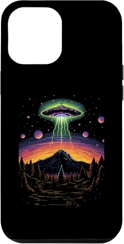 Vista 6 de iPhone 14 colorido OVNI Bright Mountain Lake Camping Alien Visitors Case