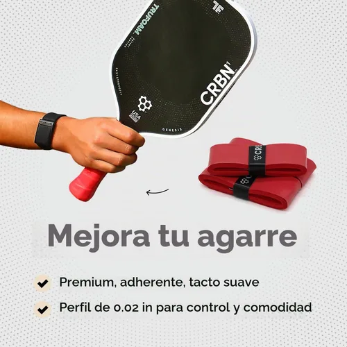 Vista 2 de CRBN Pickleball - Overgrips Drytec™ - Cinta adhesiva para pala de pickleball - Absorbe el impacto y la humedad - Pack de 4