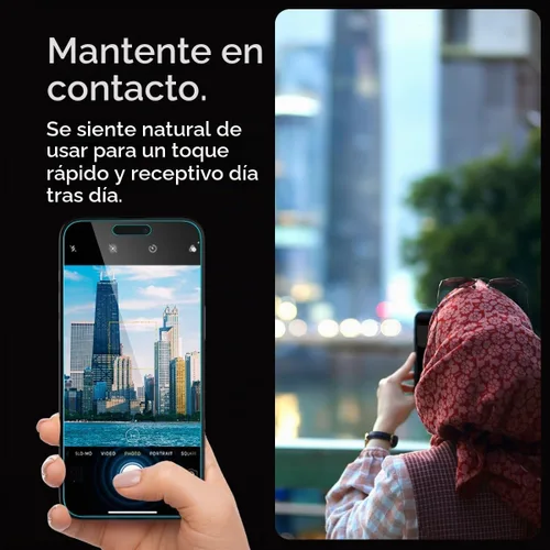 Vista 7 de Spigen GlasTR EZ FIT - Protector de pantalla de privacidad para iPhone 15 Pro Max 9H+ Tempered glass, Scratch resistance, Micro-louver Privacy