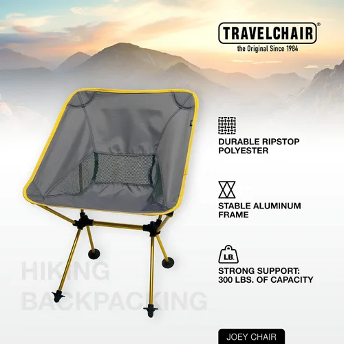 Vista 3 de Travel Chair Joey Silla plegable para acampar al aire libre para senderismo, mochilero, césped, playa, deportes, ligera, estable, portátil