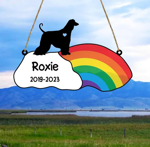 Vista 6 de LOVELYPOD Rainbow Bridge - Regalos conmemorativos para mascotas, regalos conmemorativos para perros afganos por pérdida de sabueso afgano, regalo