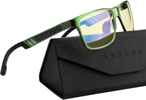 Vista 45 de ANYLUV Blue Light Blocking Glasses Men Computer Gaming Glasses Lightweight Al-Mg Metal Anti Eyestrain Eye Protection
