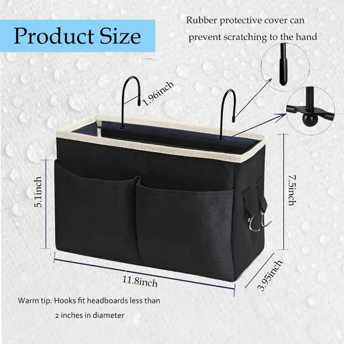 Vista 2 de Organizador de Mesita de Noche/Bolsa de Almacenamiento Colgante de Mesita de Noche Organizador Multifuncional para Literas Camas de Hospital Rieles