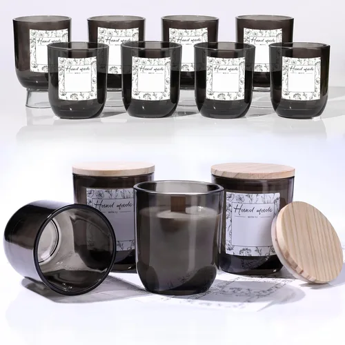 Vista 14 de LETINE 12 tarros de vela de vidrio ámbar de 8 onzas con tapas, kit de fabricación de velas de primera calidad, recipientes herméticos con tapas