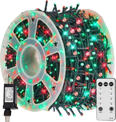 Vista 32 de TW SHINE - Luces de Navidad que cambian de color, 200 luces LED RGB de 66 pies, luces de Halloween para exteriores con control remoto, impermeables