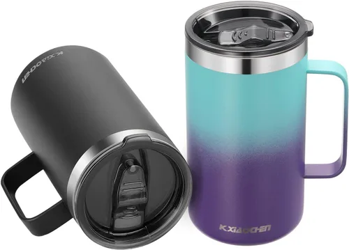 Vista 11 de KXIAOCHEN - Taza de café aislada de 20 onzas con tapa, taza de café de acero inoxidable, vaso de café de doble pared con aislamiento al vacío