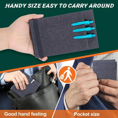 Vista 7 de Funda de cuaderno para Rocketbook Mini y Field Notes Top Spiral (3.5"x5.5") - Funda impermeable duradera con soporte para bolígrafo y ranura