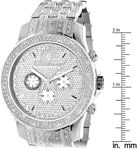 Vista 5 de LUXURMAN Raptor Iced Out - Correa y reloj con bisel de diamantes para hombre, 1 quilate, Moderno