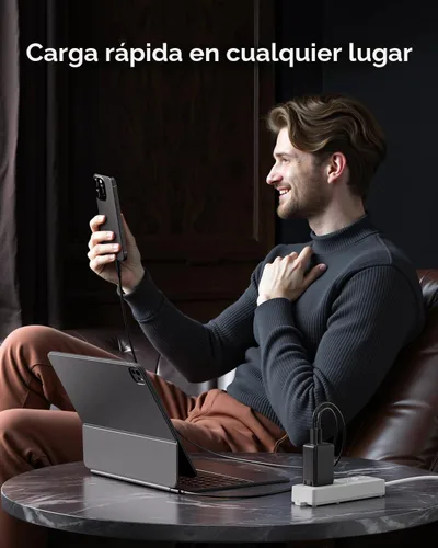 Vista 7 de wegear Cargador USB C de 67W, Bloque de Carga Rápida GaN de 3 Puertos con Enchufe Plegable, Compatible con MacBook Pro/Air, iPad Pro, iPhone