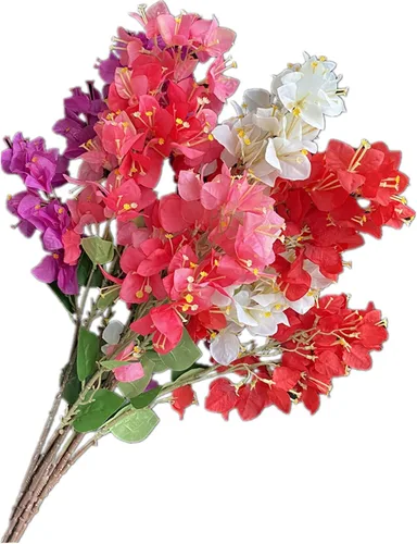Vista 3 de 4 ramas de flores de buganvilla de seda artificiales montadas en el suelo, flor de buganvilla falsa 38.6 in/39 para centros de mesa de boda, flores